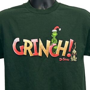 Vintage Y2Ks Dr Seuss The Grinch Christmas T Shirt Mens M Medium Holiday Green